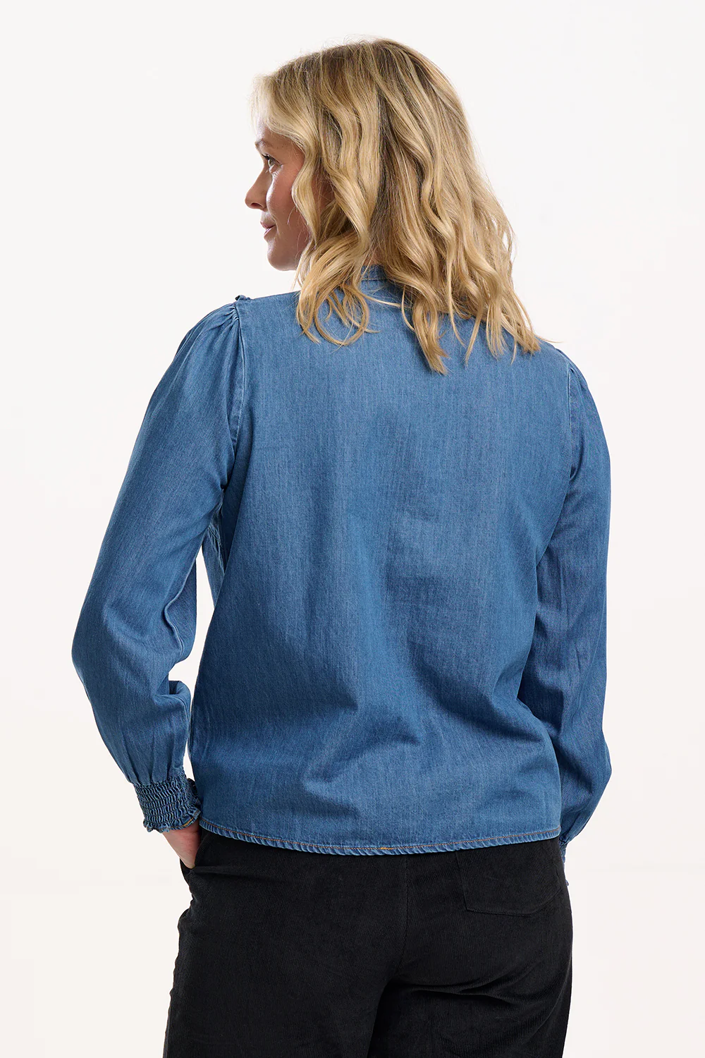 Heidi Frill Shirt - Washed Blue - Image 4