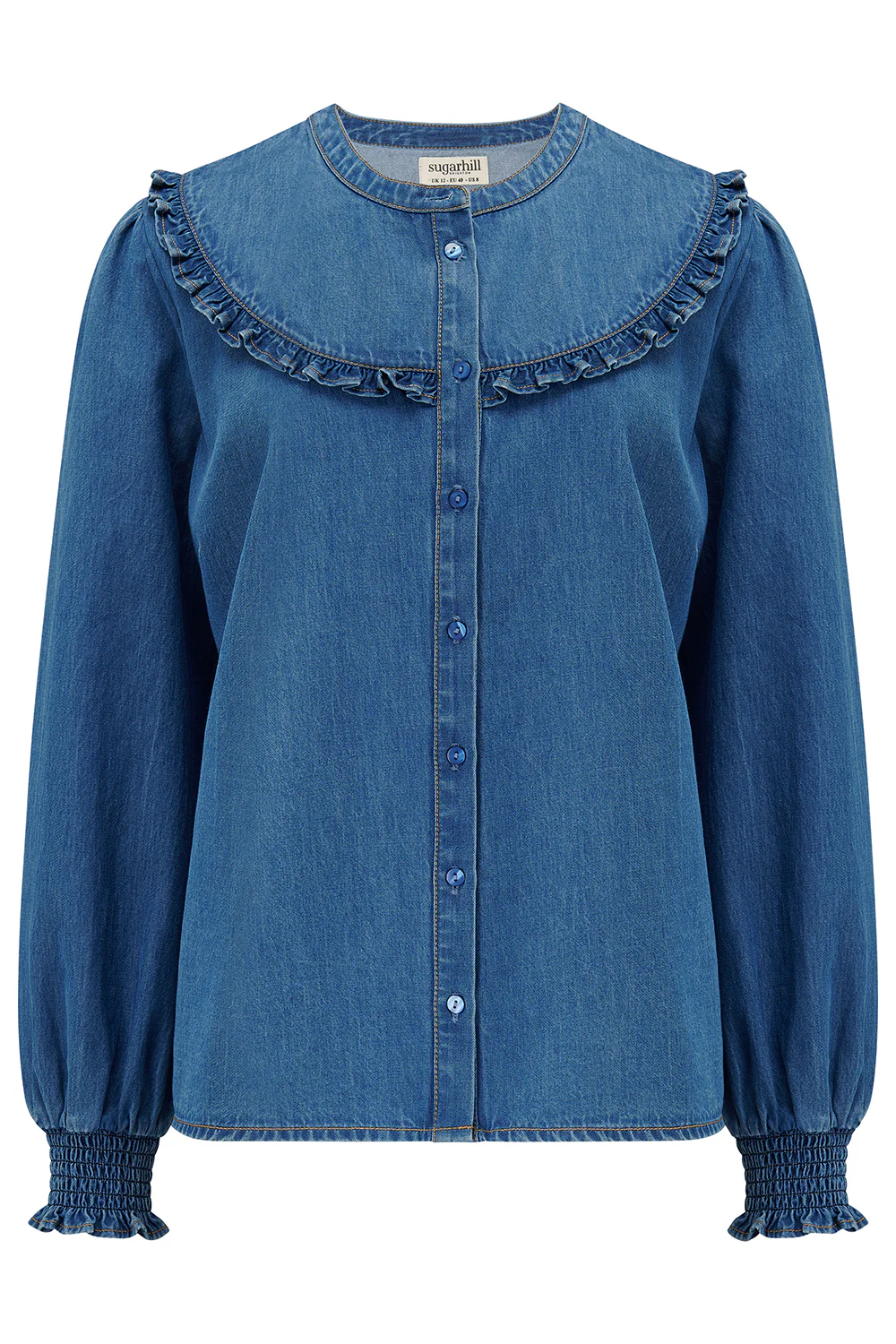 Heidi Frill Shirt - Washed Blue - Image 6