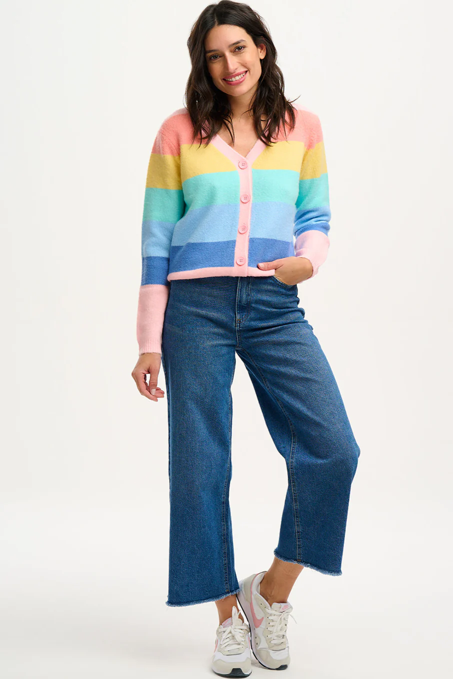 Izzy Cardigan - Multi, Pastel Rainbow Stripes - Image 4