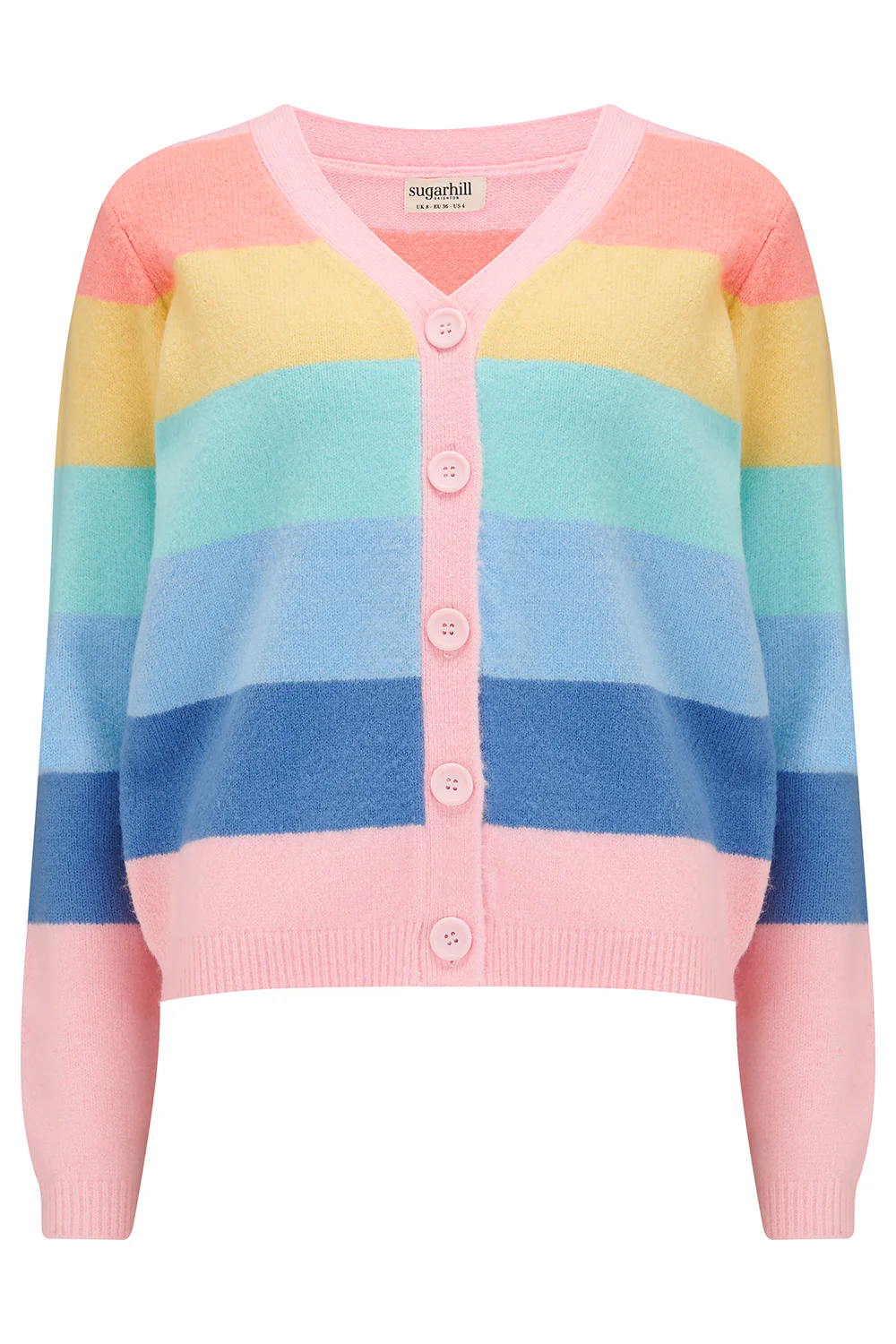 Izzy Cardigan - Multi, Pastel Rainbow Stripes - Image 6