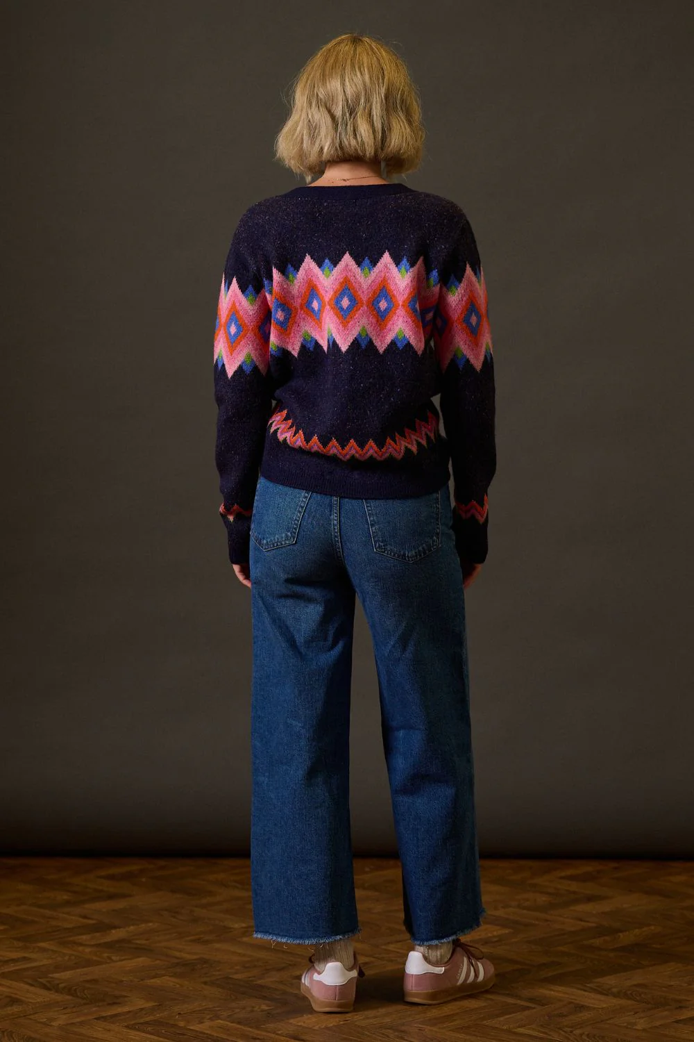 Izzy Cardigan - Navy, Diamond Fairisle - Image 4