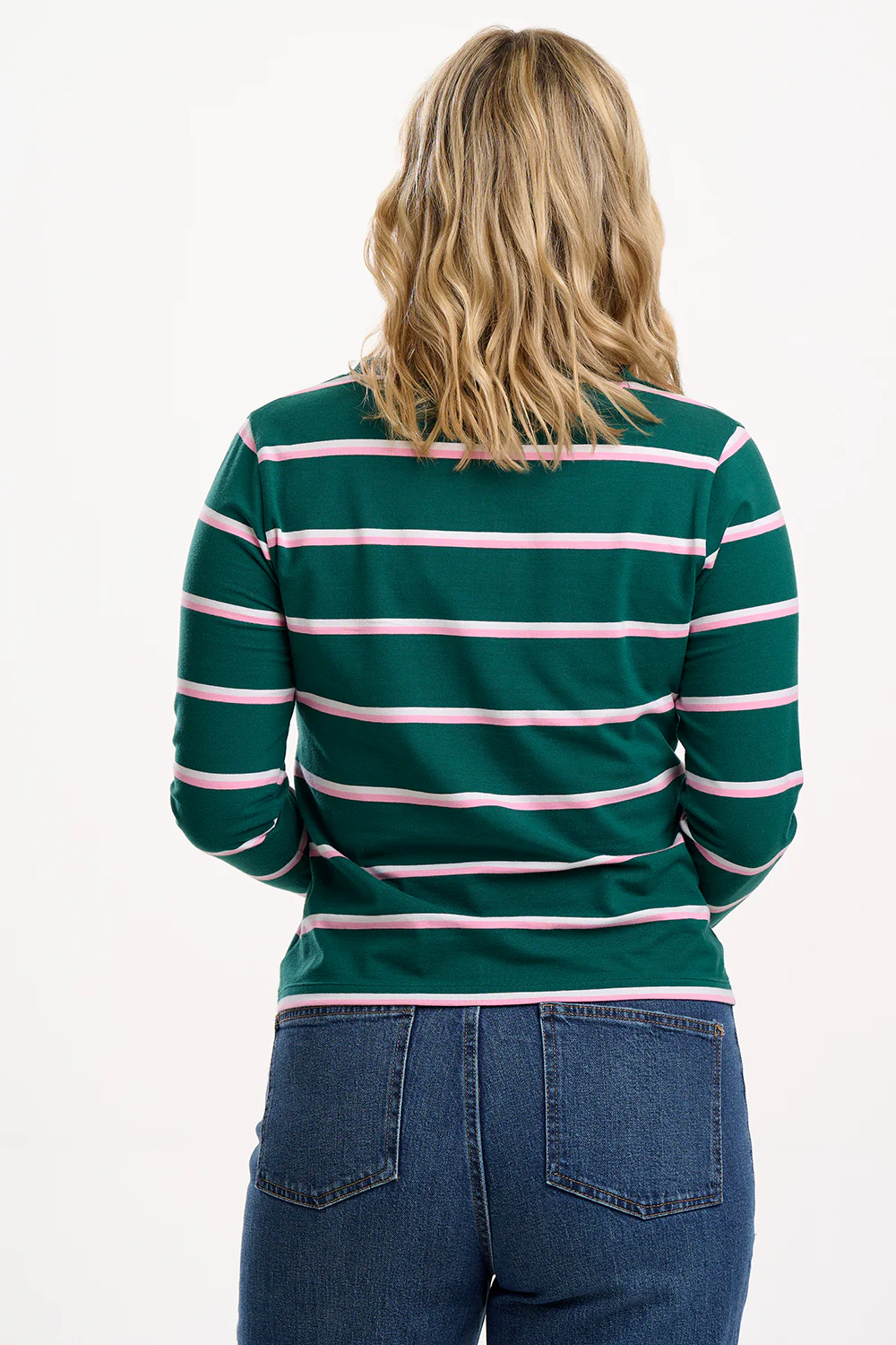 Josie Jersey Top - Green, Colour Pop Stripe - Image 4