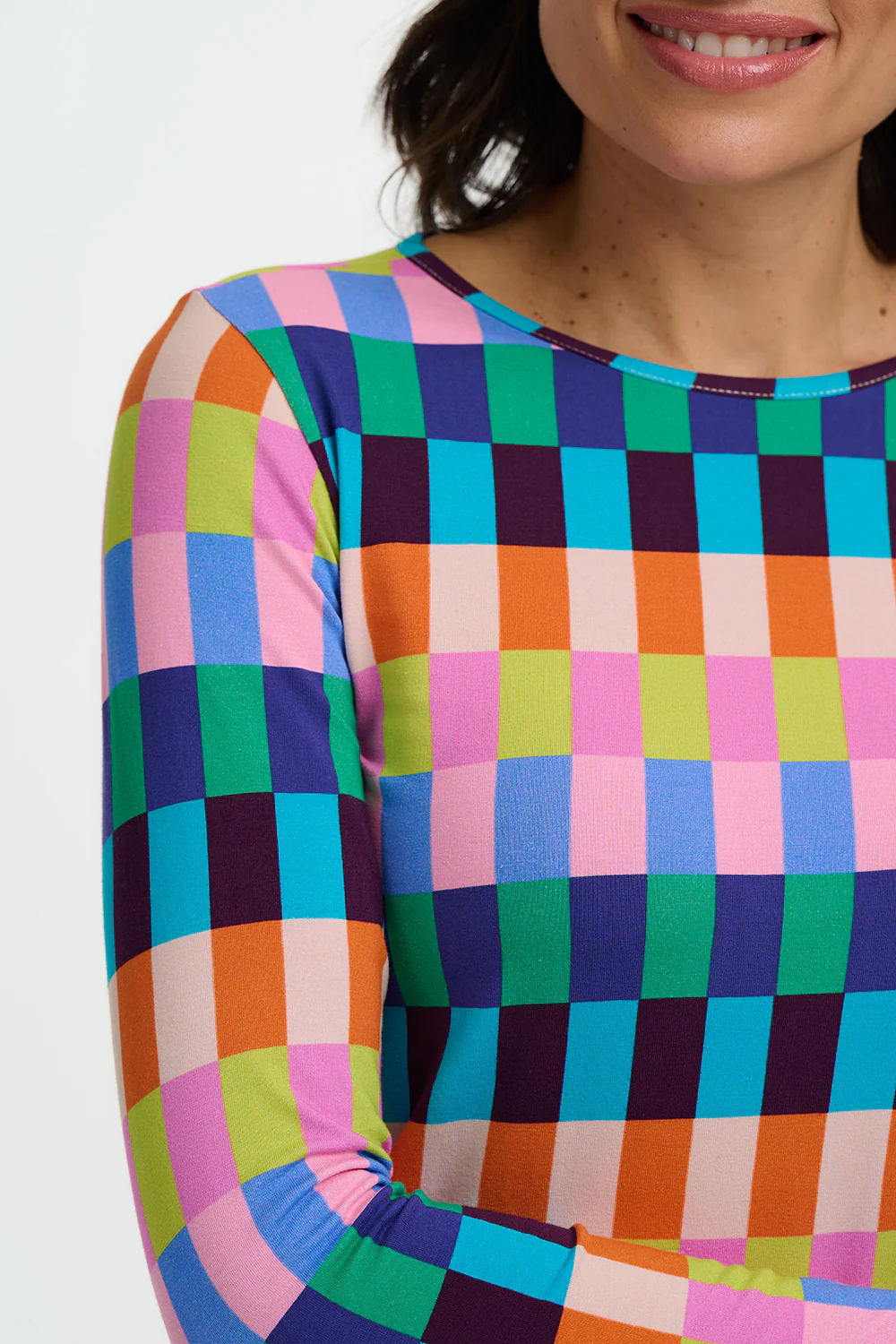 Josie Jersey Top - Multi, Puzzle Stripe - Image 2