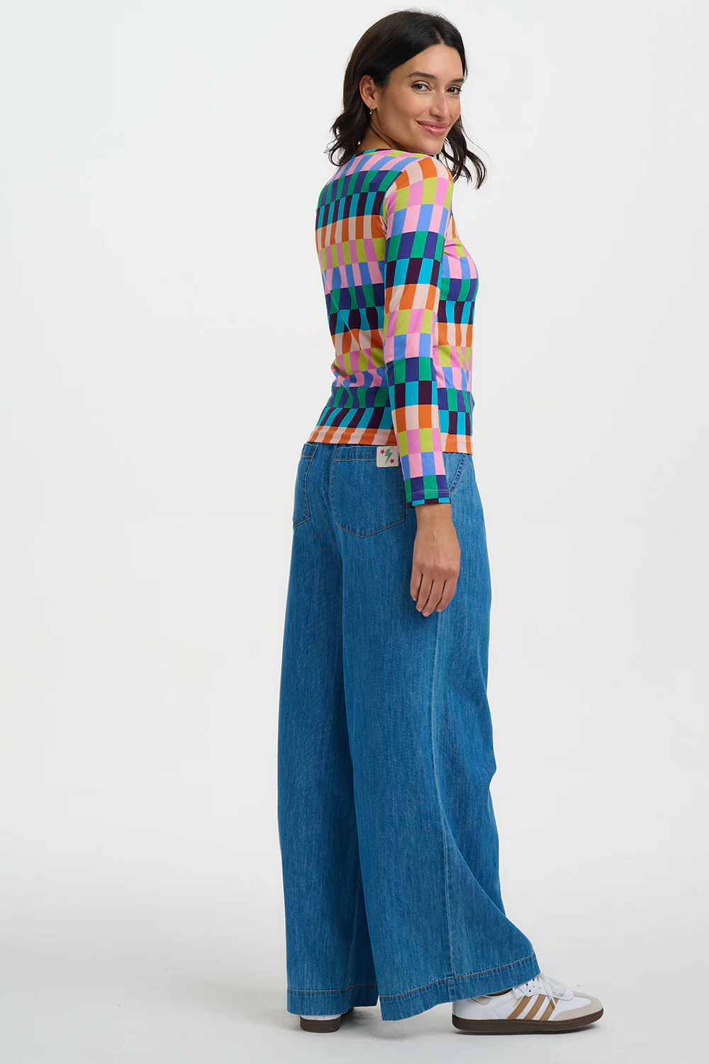 Josie Jersey Top - Multi, Puzzle Stripe - Image 4