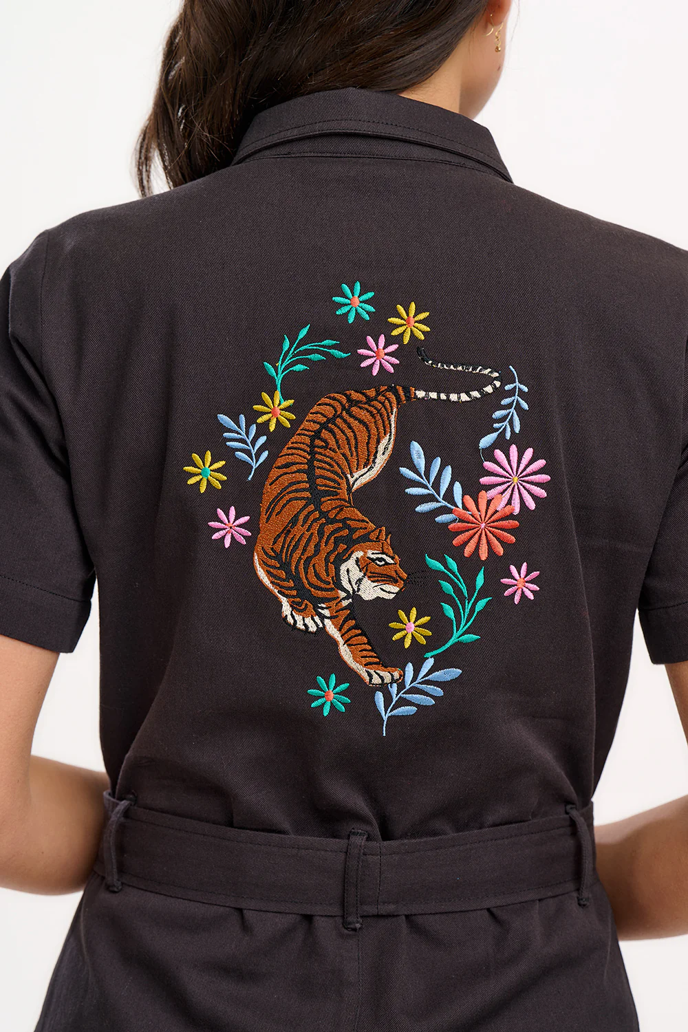 Billy Boilersuit - Black, Tiger Floral Back - Image 2