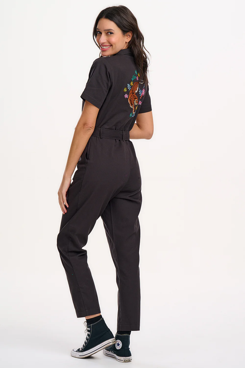 Billy Boilersuit - Black, Tiger Floral Back - Image 5