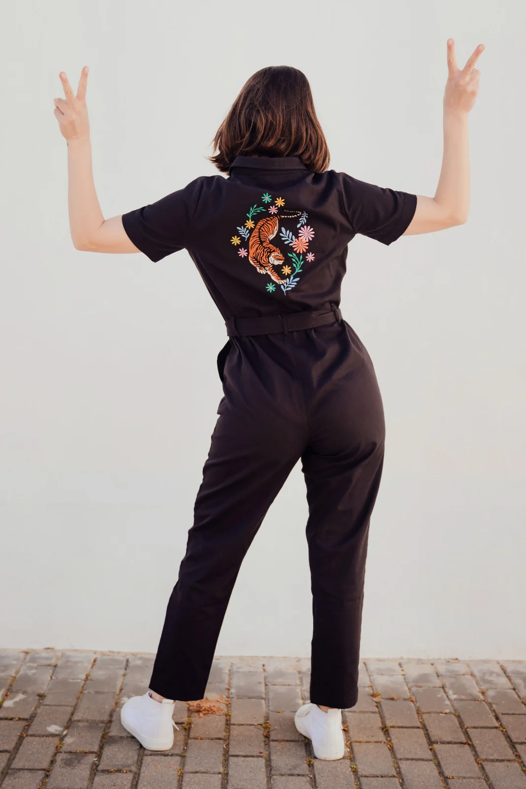 Billy Boilersuit - Black, Tiger Floral Back - Image 6