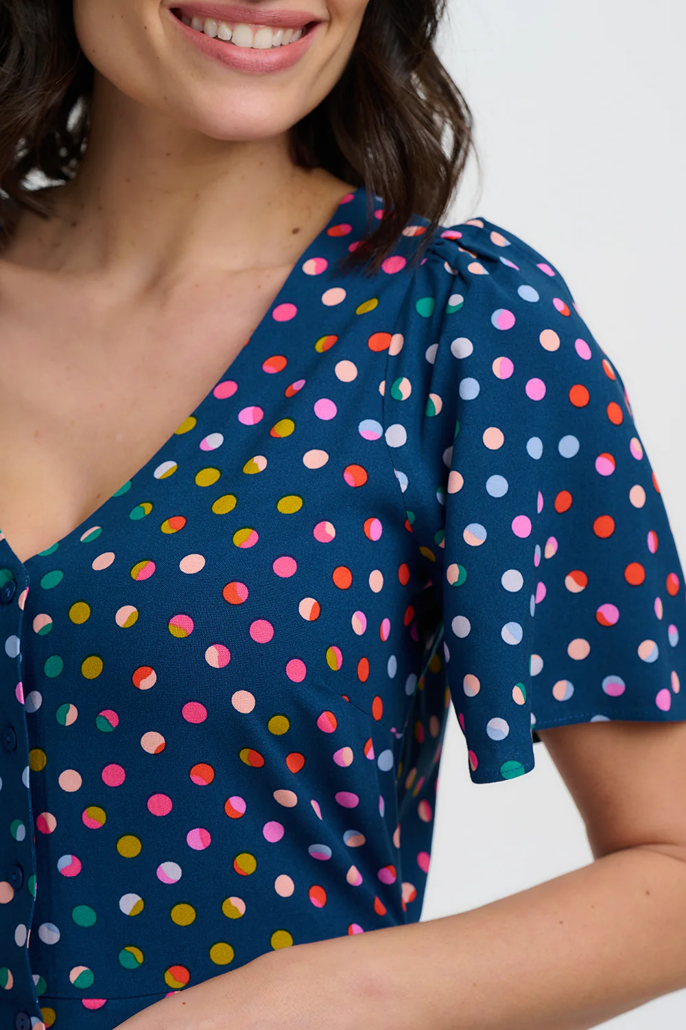 Kari Mini Dress - Petrol Navy, Rainbow Marbles - Image 2