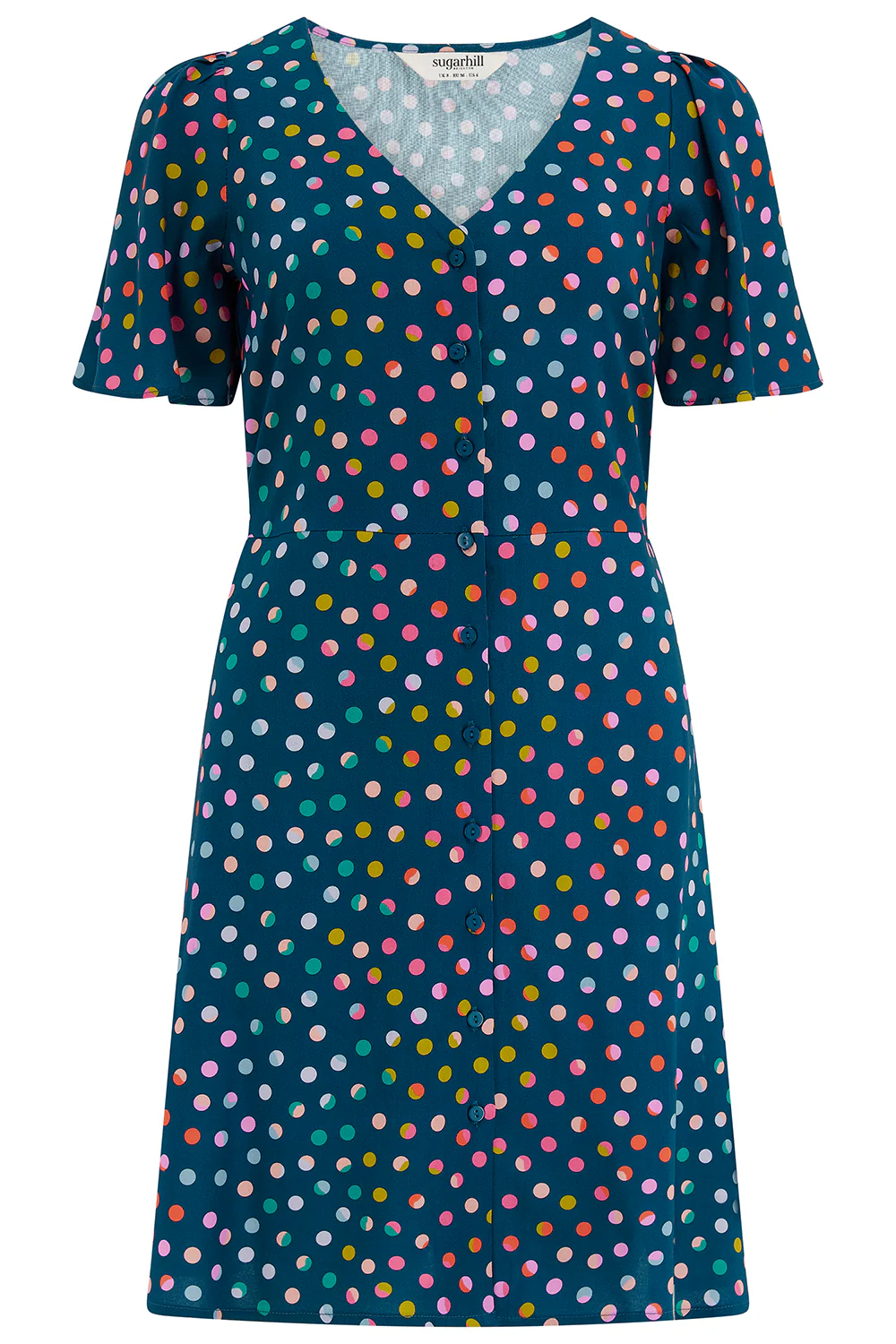 Kari Mini Dress - Petrol Navy, Rainbow Marbles - Image 5