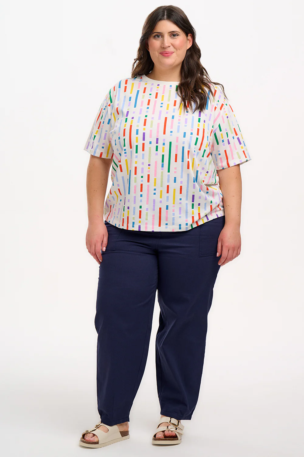 Kinsley Relaxed T-Shirt - Off White, Broken Lines - Image 4