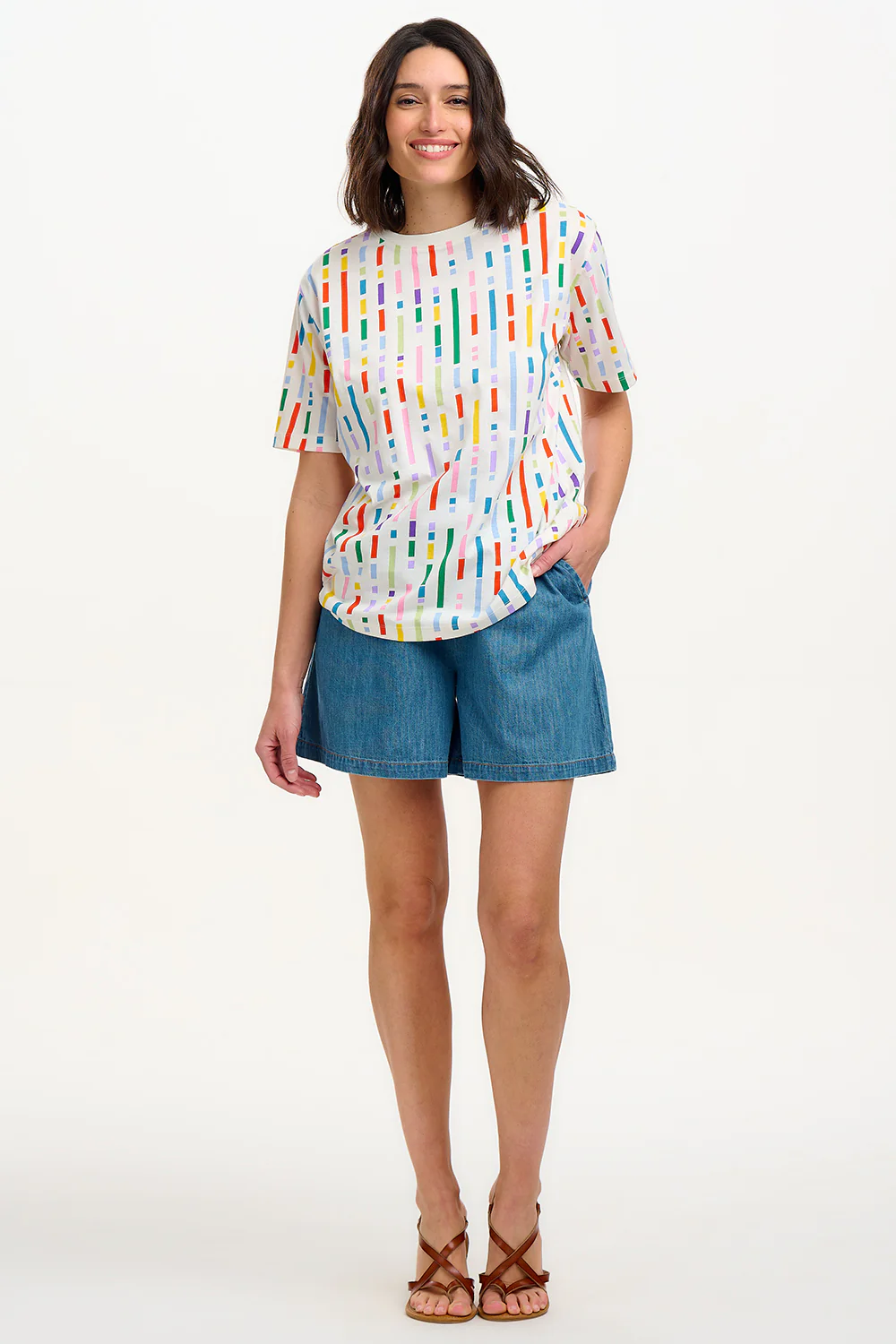 Kinsley Relaxed T-Shirt - Off White, Broken Lines - Image 6