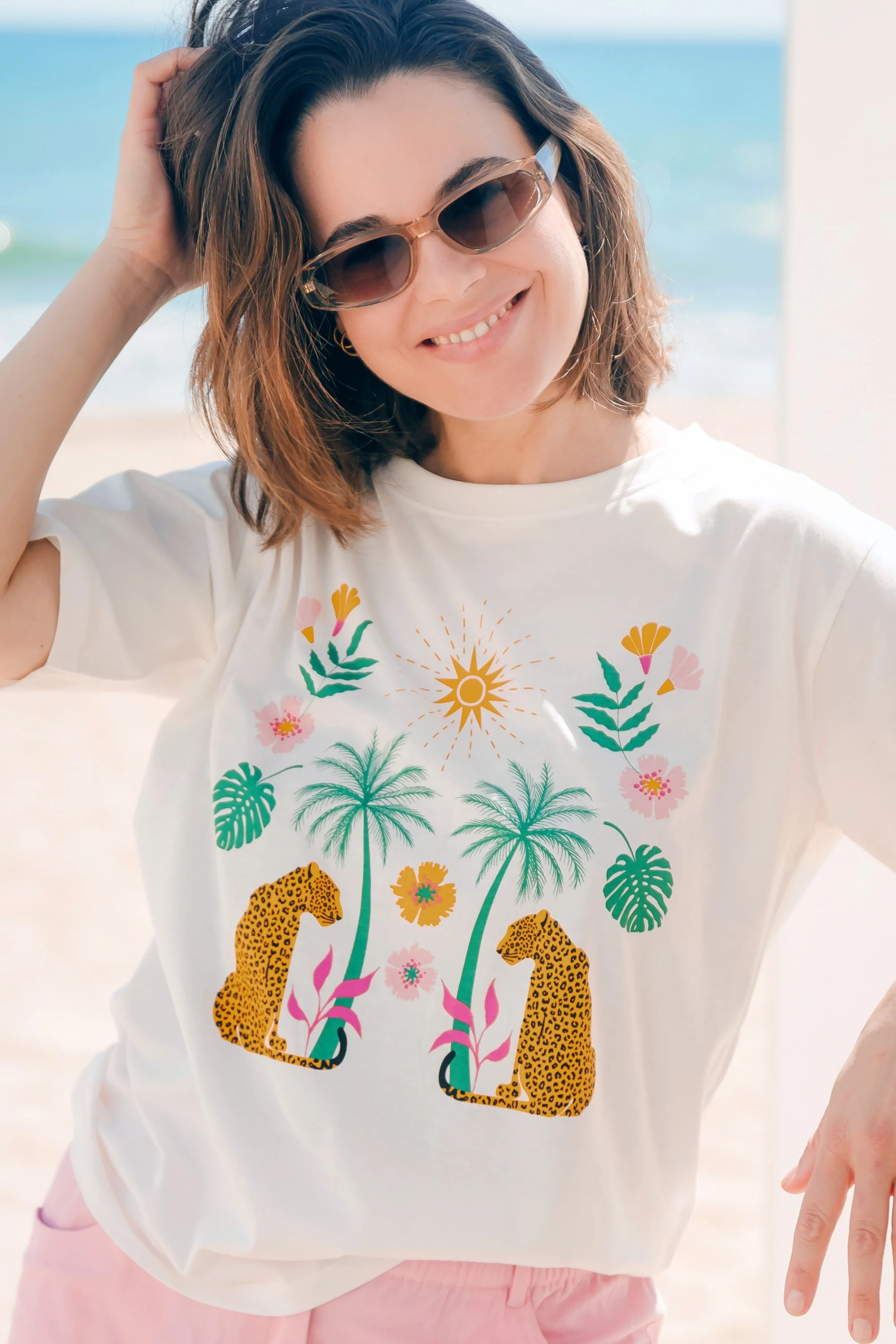 Kinsley Relaxed T-Shirt - Off White, Mirrored Jungle - Image 7