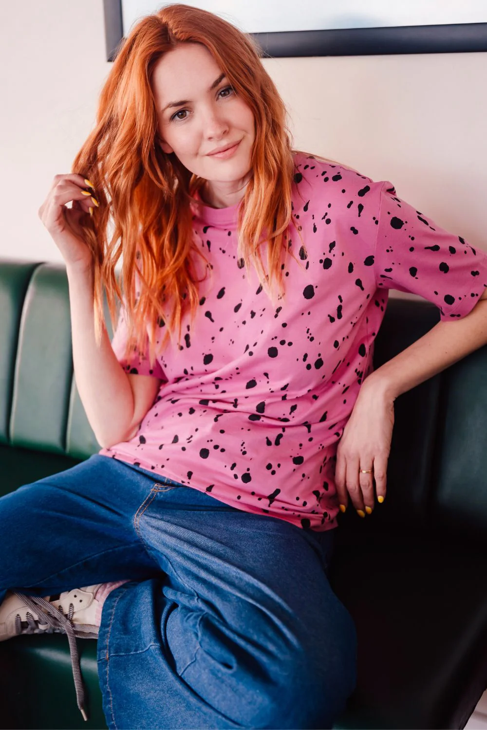 Kinsley Relaxed T-shirt - Pink/Black, Splatter - Image 3
