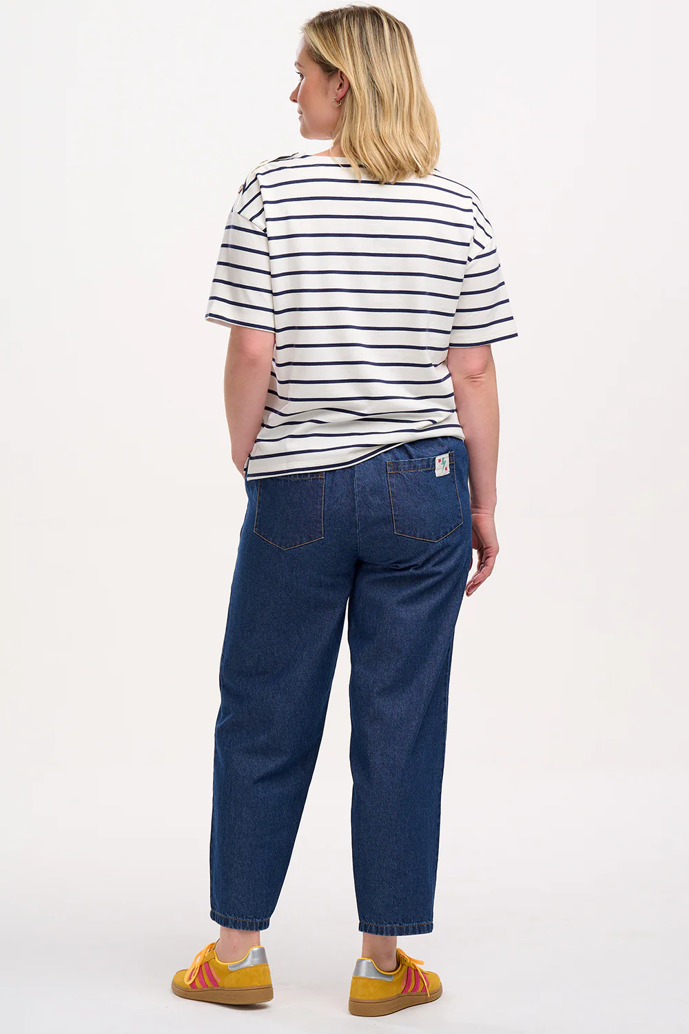 Kirby Breton Tee Top - Off-White/Navy, Split Heart - Image 4