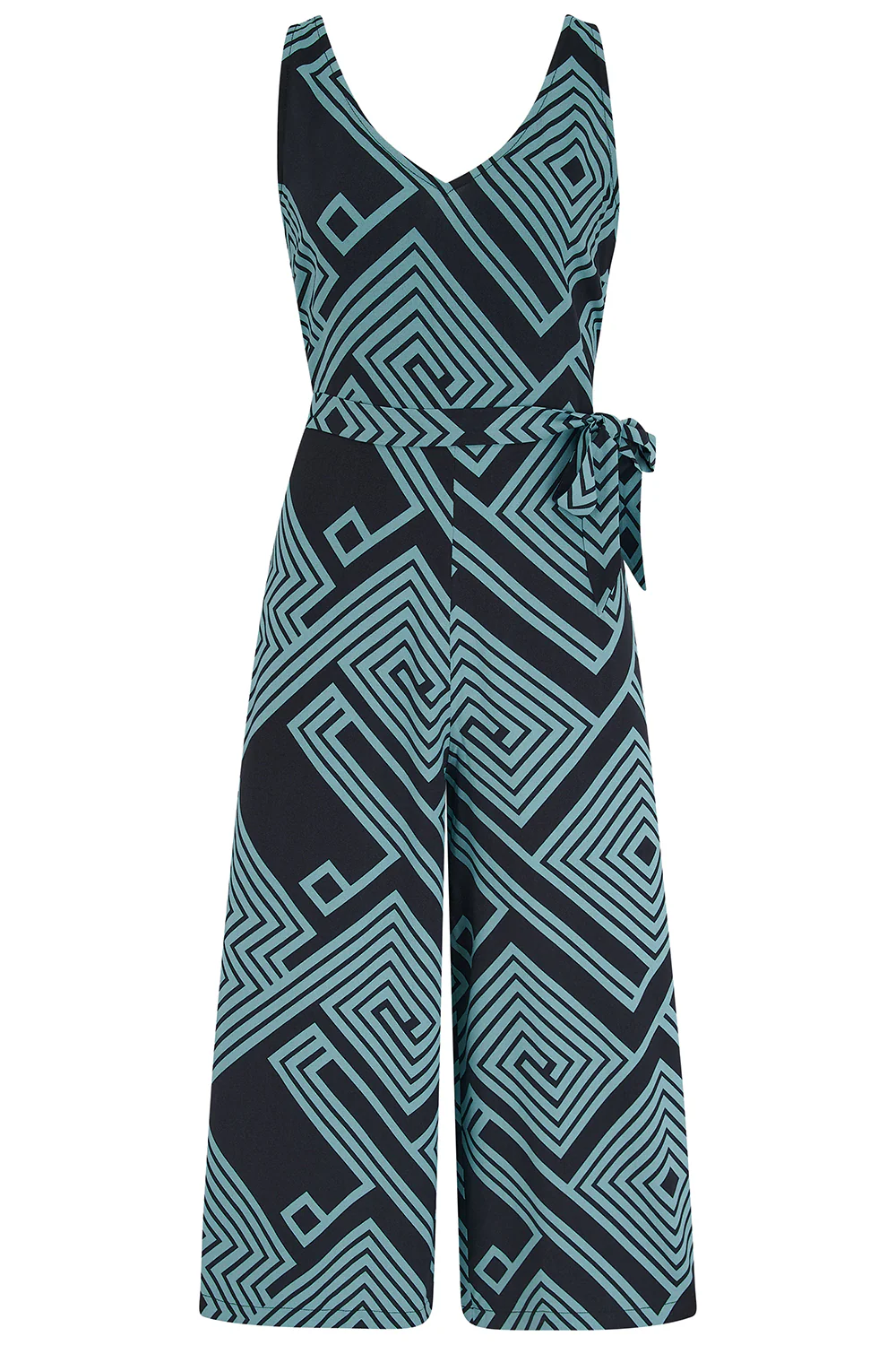 Lamiah Jumpsuit - Black/Green, Geometric Lines - Image 5