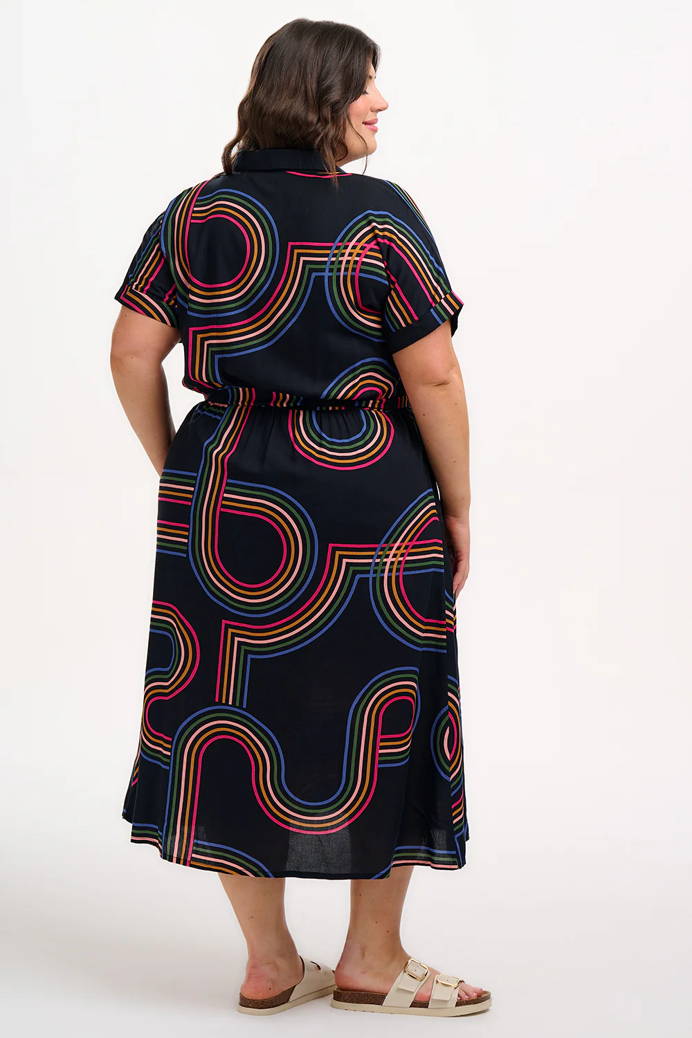 Leigh Midi Shirt Dress - Black, Retro Racer - Image 6