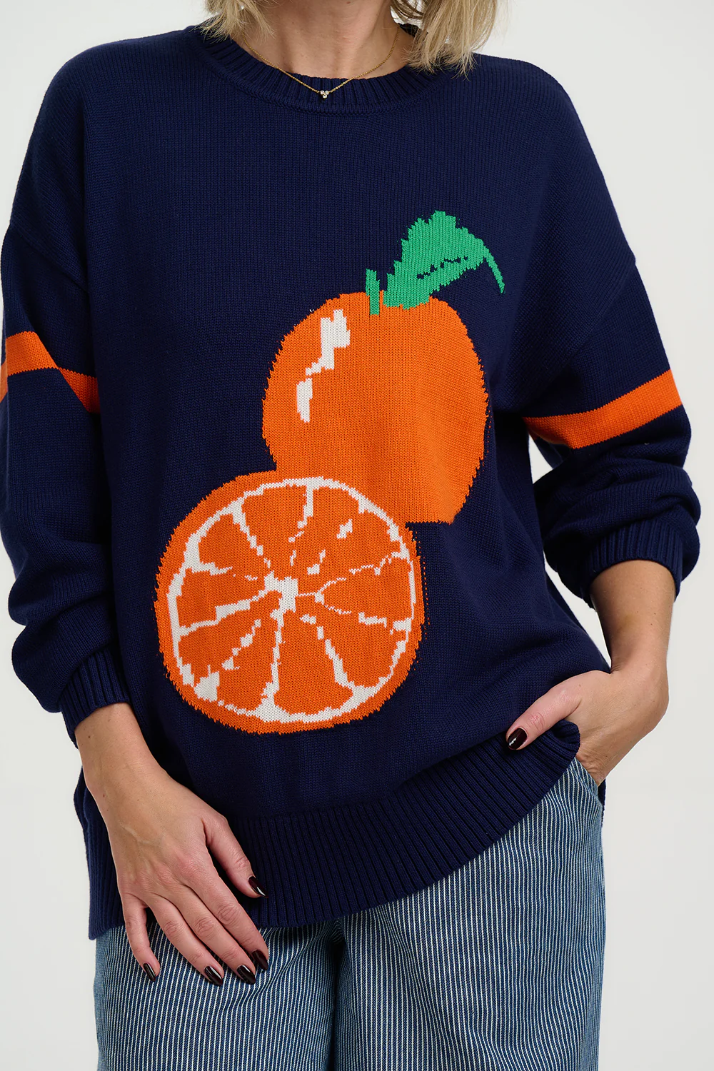 Leona Jumper - Navy, Orange Squeeze - Image 2
