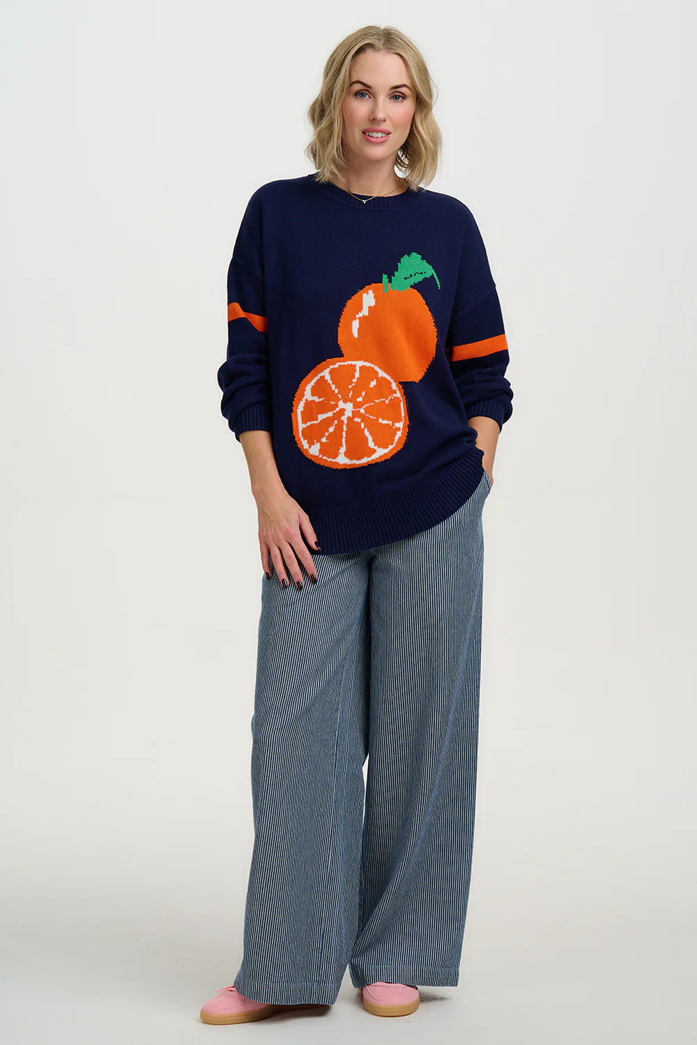 Leona Jumper - Navy, Orange Squeeze - Image 4