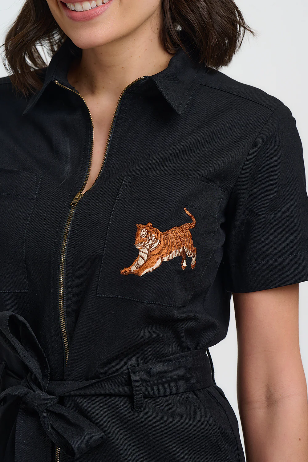 Logan Playsuit - Black Leaping Tiger - Image 2