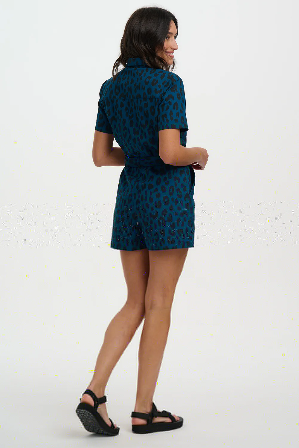 Logan Playsuit - Petrol Navy, Ikat Leopard - Image 4