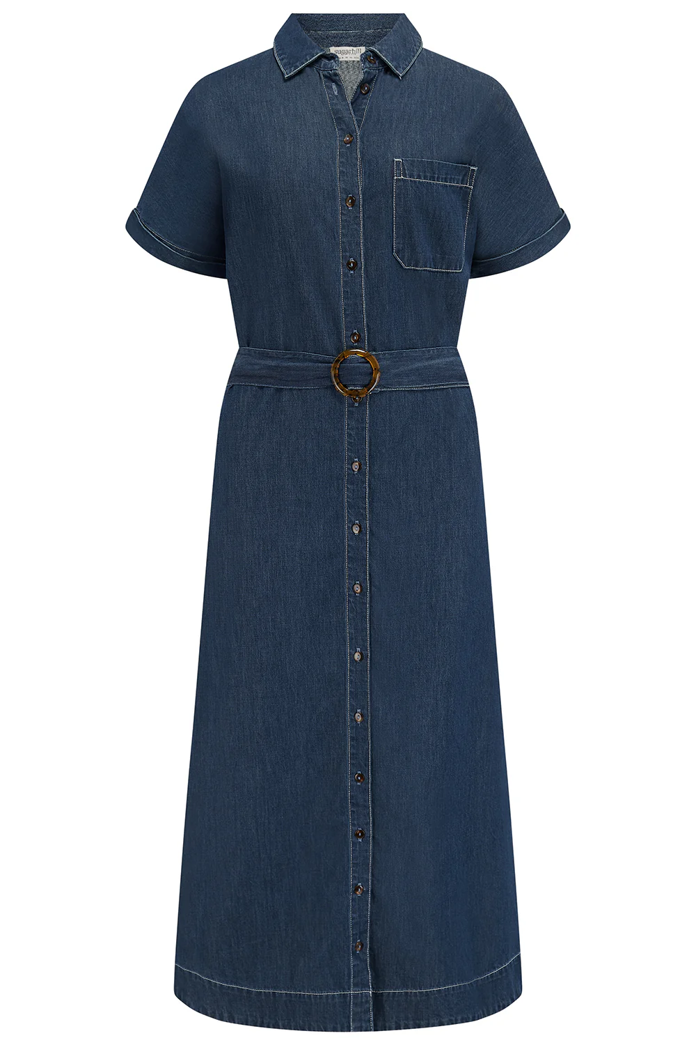 Lourdes Midi Shirt Dress - Deep Blue Denim - Image 6