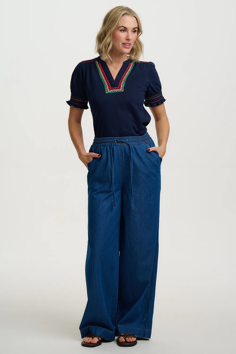 Luella Jersey Top - Navy, Zig Zags - Image 4