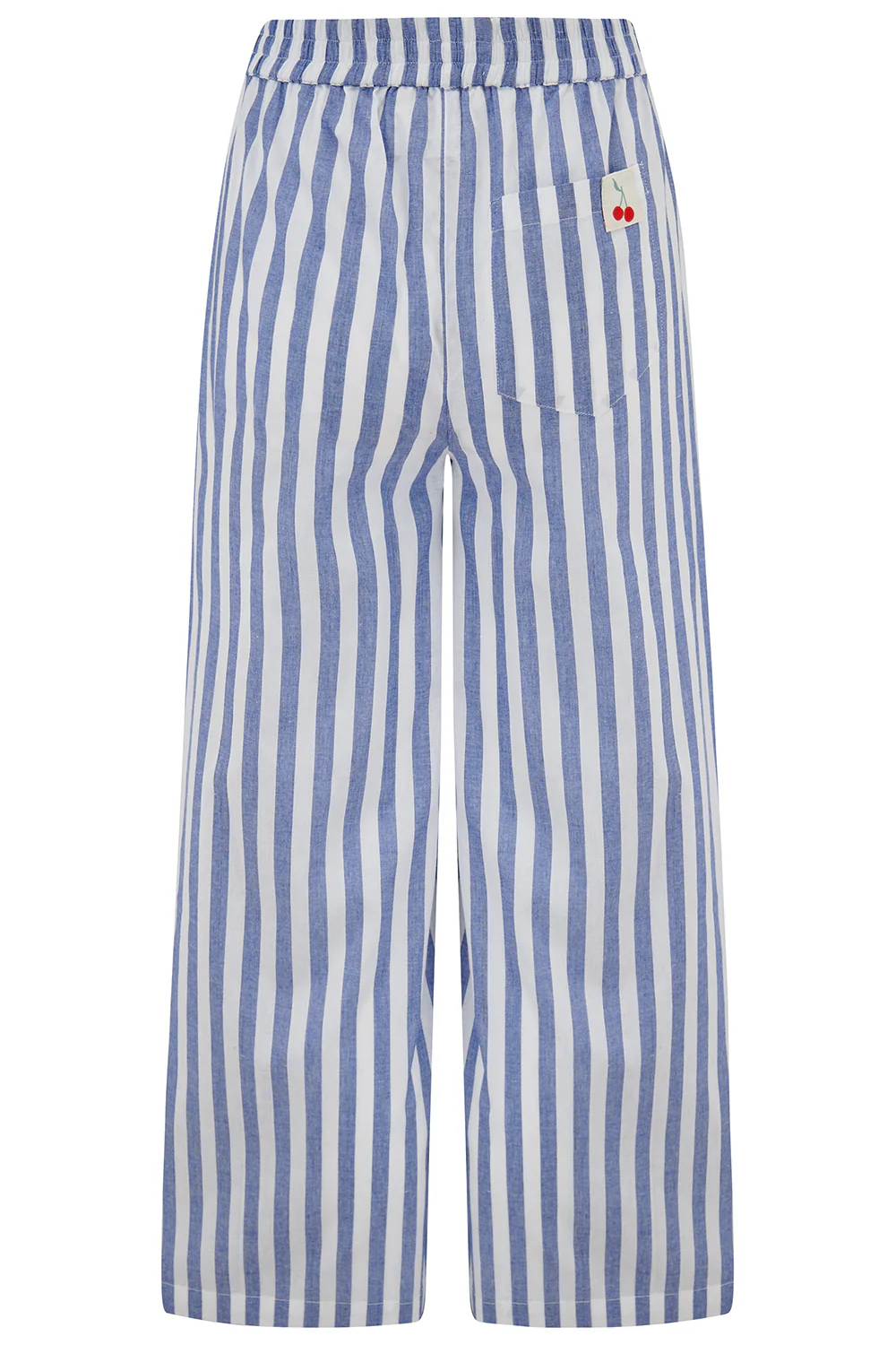 Maevis Wide Leg Cropped Trouser - Off-White/Blue, Bakers Stripe - Image 5