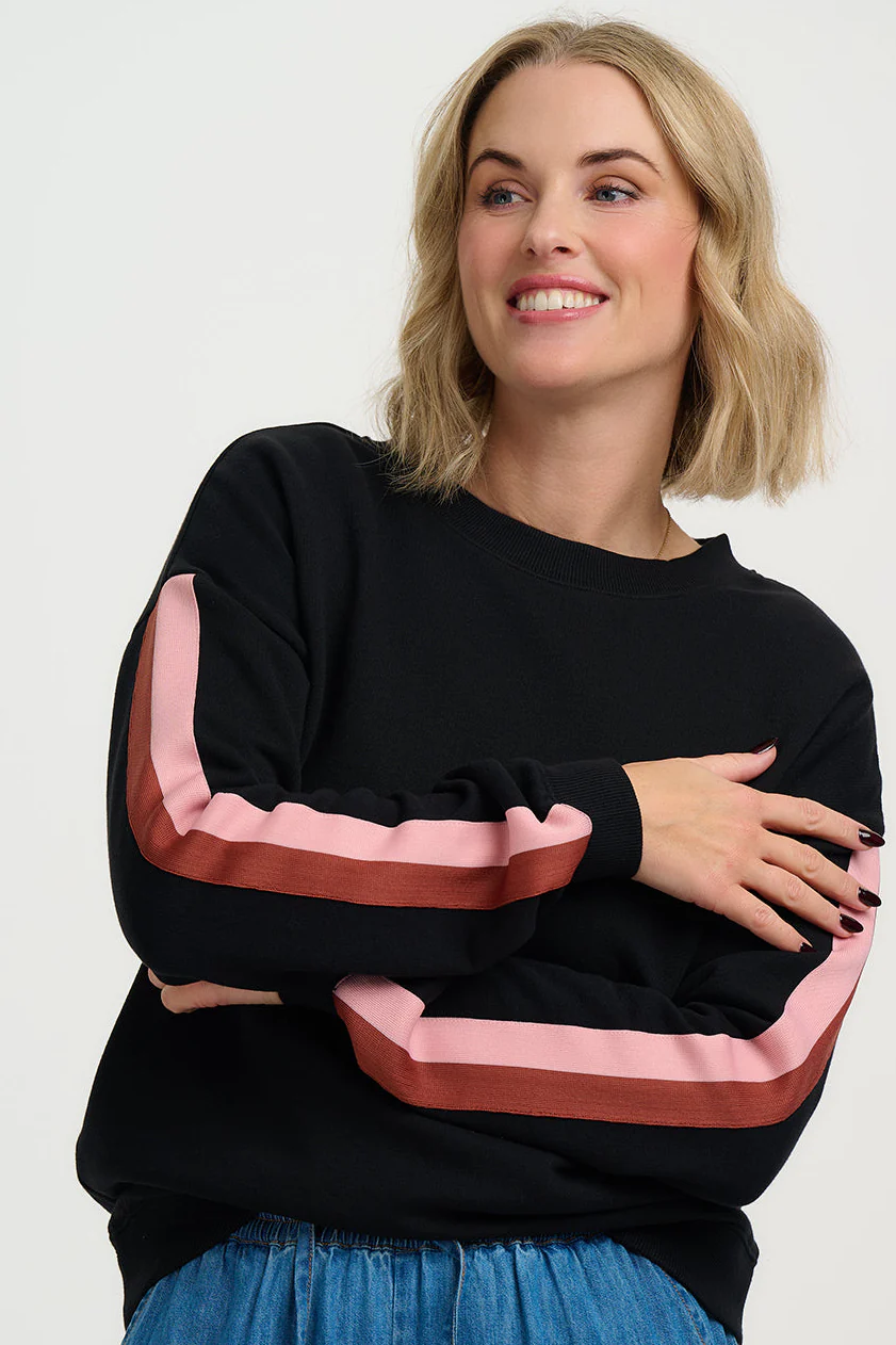 Magda Sweatshirt - Black, Two Tone Stripe - Image 3
