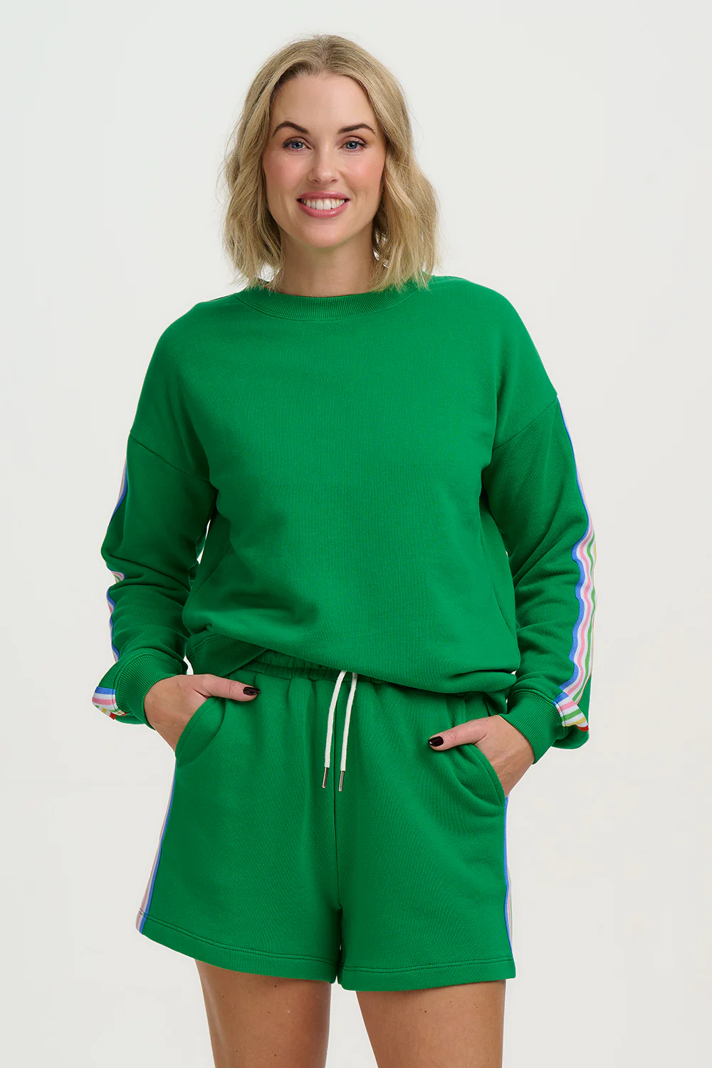 Magda Sweatshirt - Green, Rainbow Stripe - Image 9