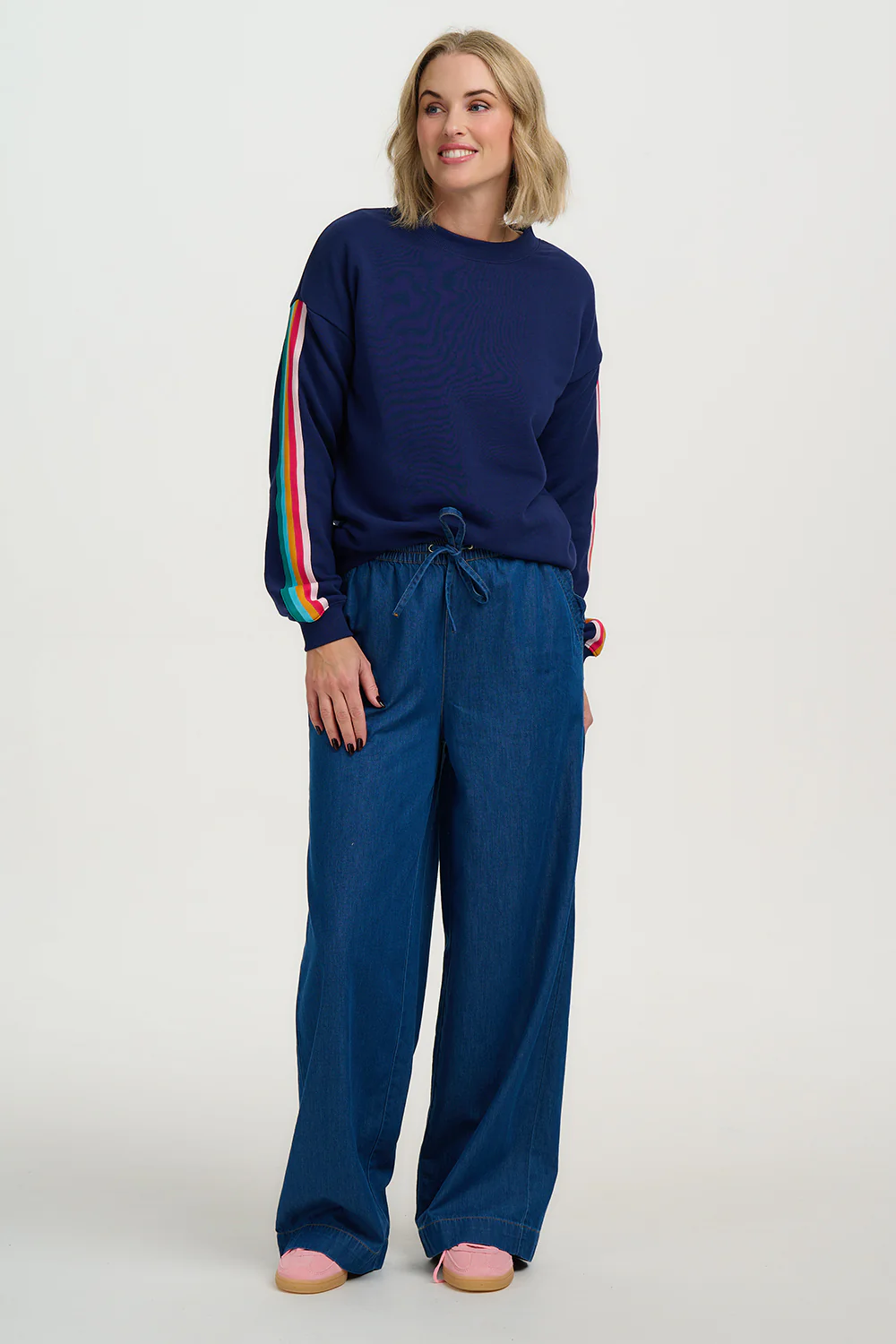 Magda Sweatshirt - Navy Rainbow Trim - Image 7