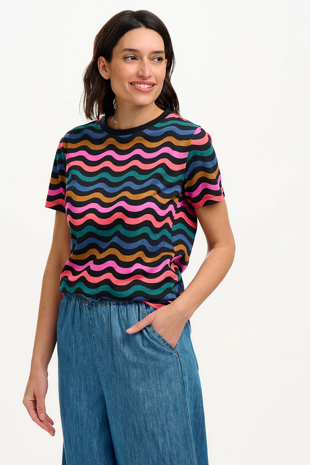Maggie T-Shirt - Black/Multi, Wavy Chevron - Image 3