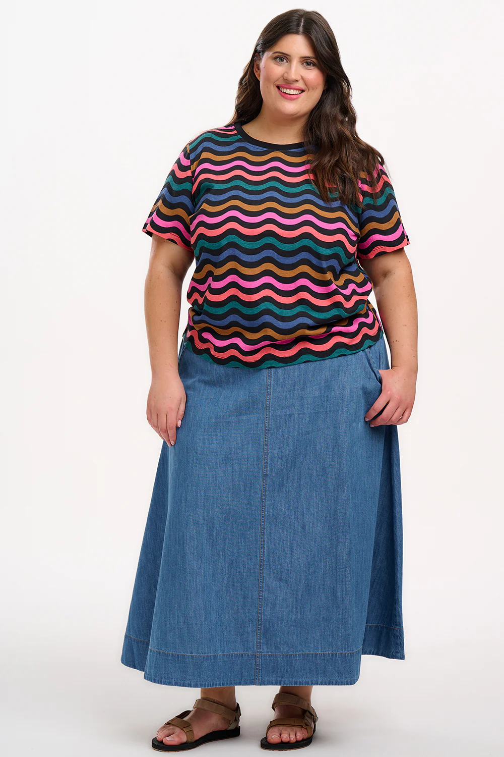 Maggie T-Shirt - Black/Multi, Wavy Chevron - Image 4