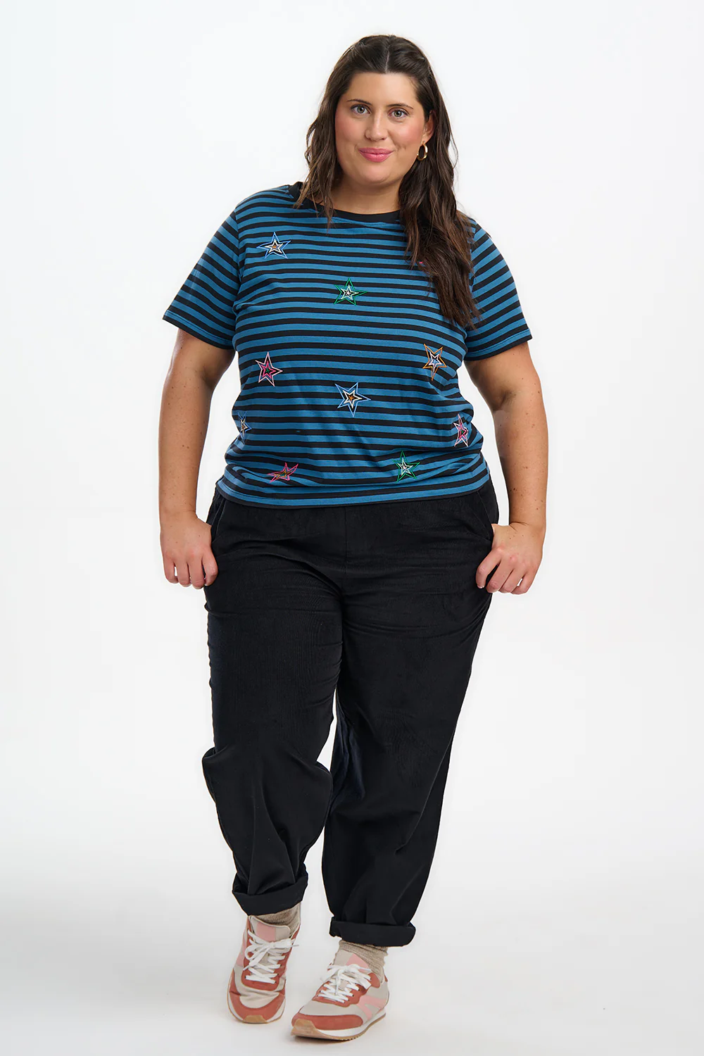 Maggie T-shirt - Black/Teal, Rainbow Explosion Stars - Image 5