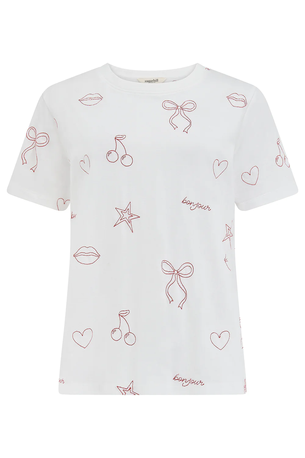 Maggie T-Shirt - Off White, Chic Embroidery - Image 6