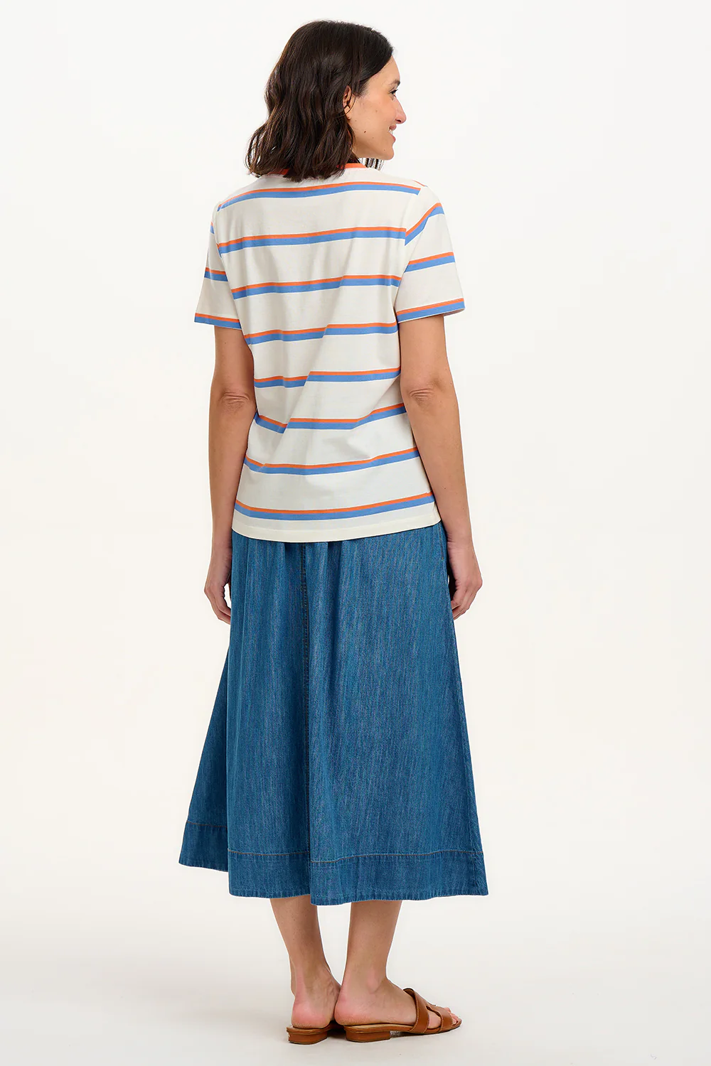 Maggie T-Shirt - Off White, Duo Vintage Stripe, Flower - Image 7