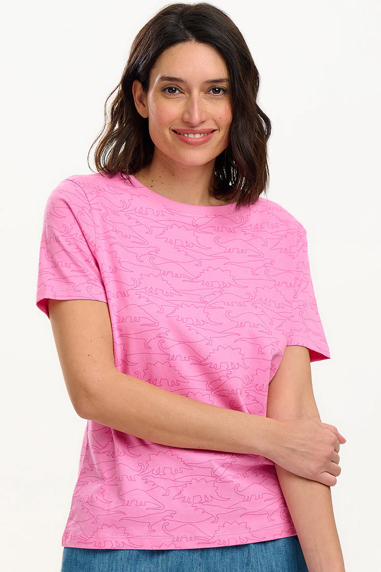 Maggie T-Shirt - Pink, Dino Lines - Image 3