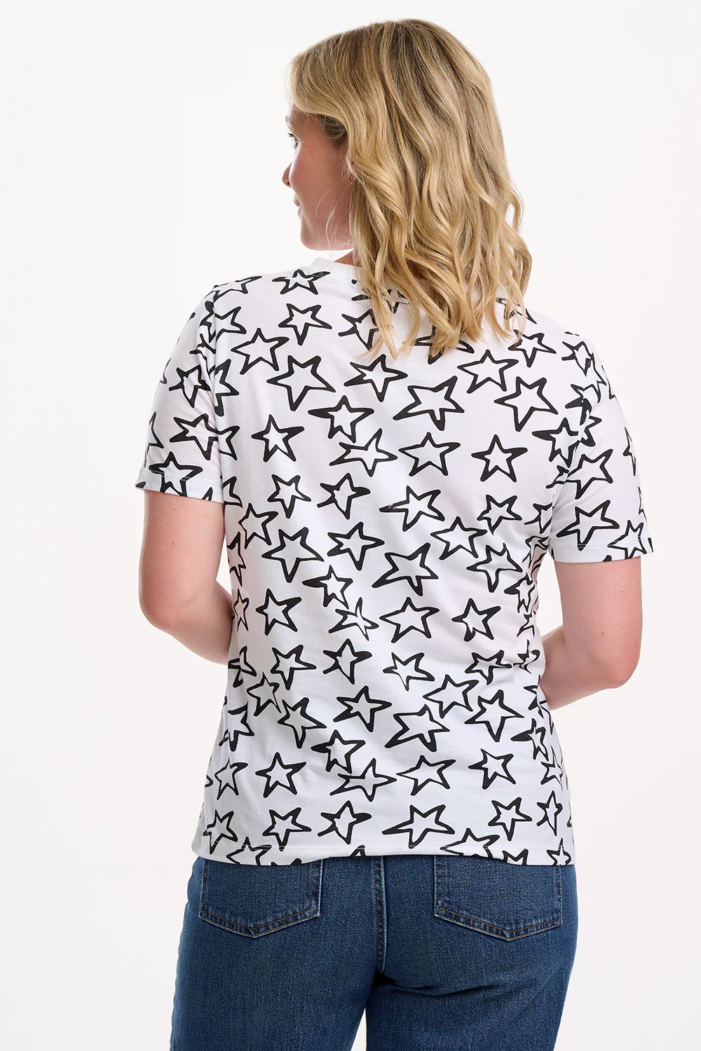 Maggie T-shirt - White/Black, Doodle Stars - Image 3
