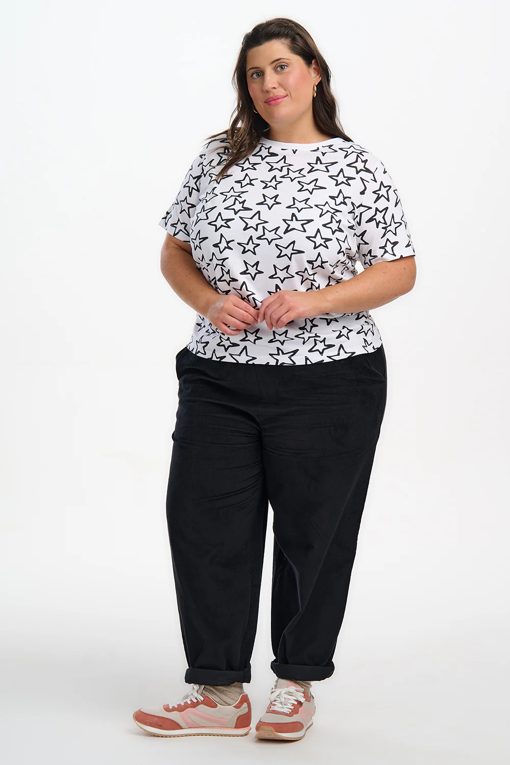 Maggie T-shirt - White/Black, Doodle Stars - Image 4