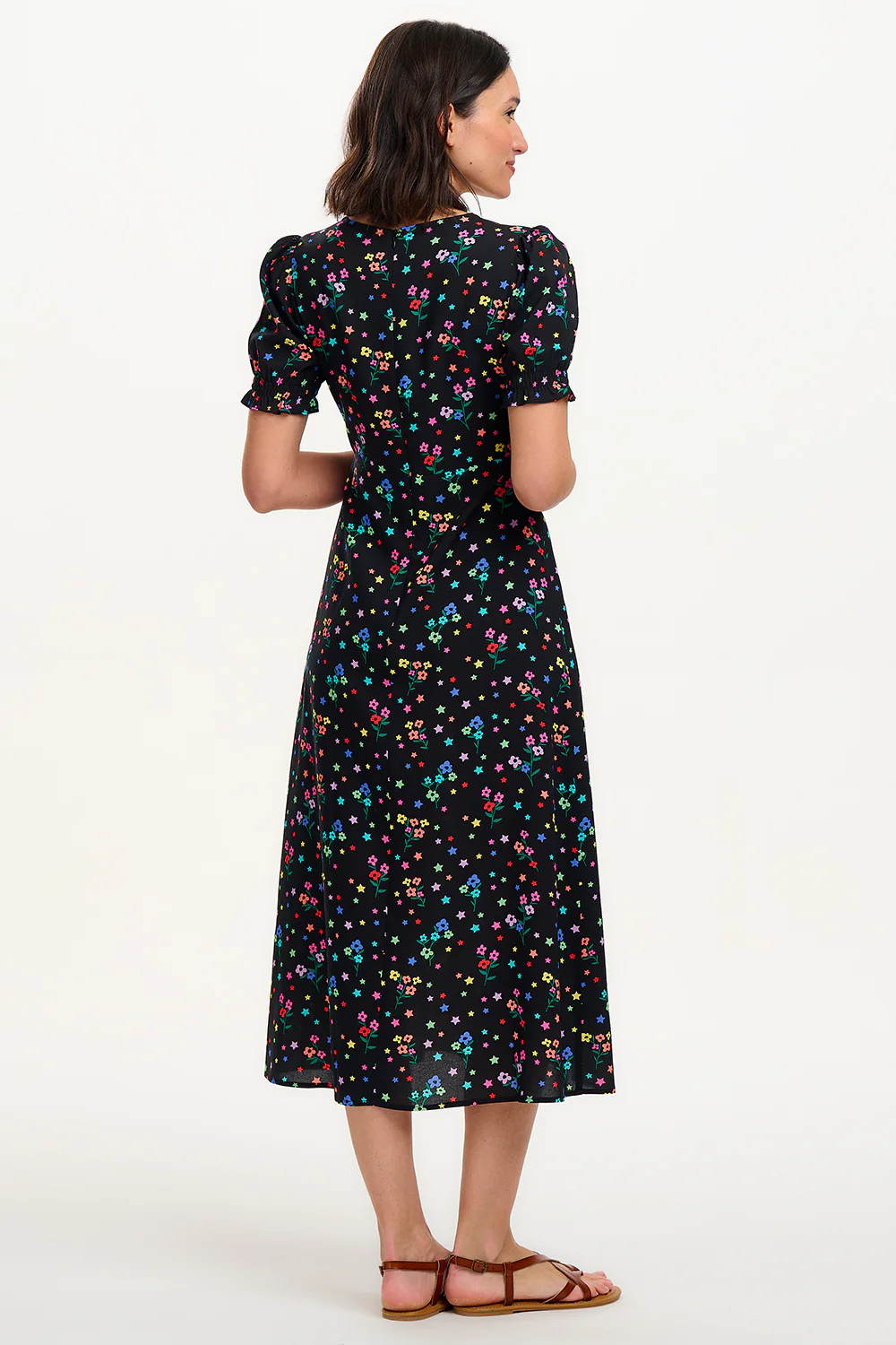 Maryjane Midi Dress - Black, Rainbow Sprigs - Image 5