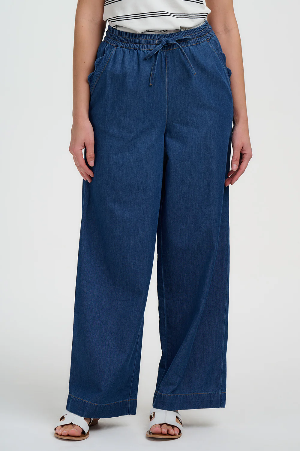 Megan Scallop Trousers - Deep Blue Denim - Image 2