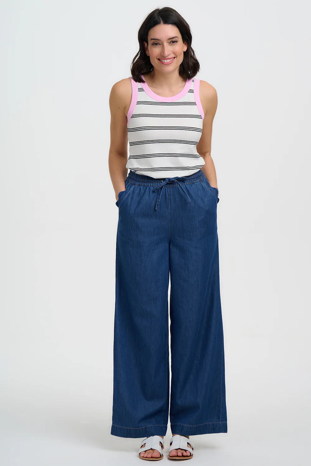 Megan Scallop Trousers - Deep Blue Denim - Image 5