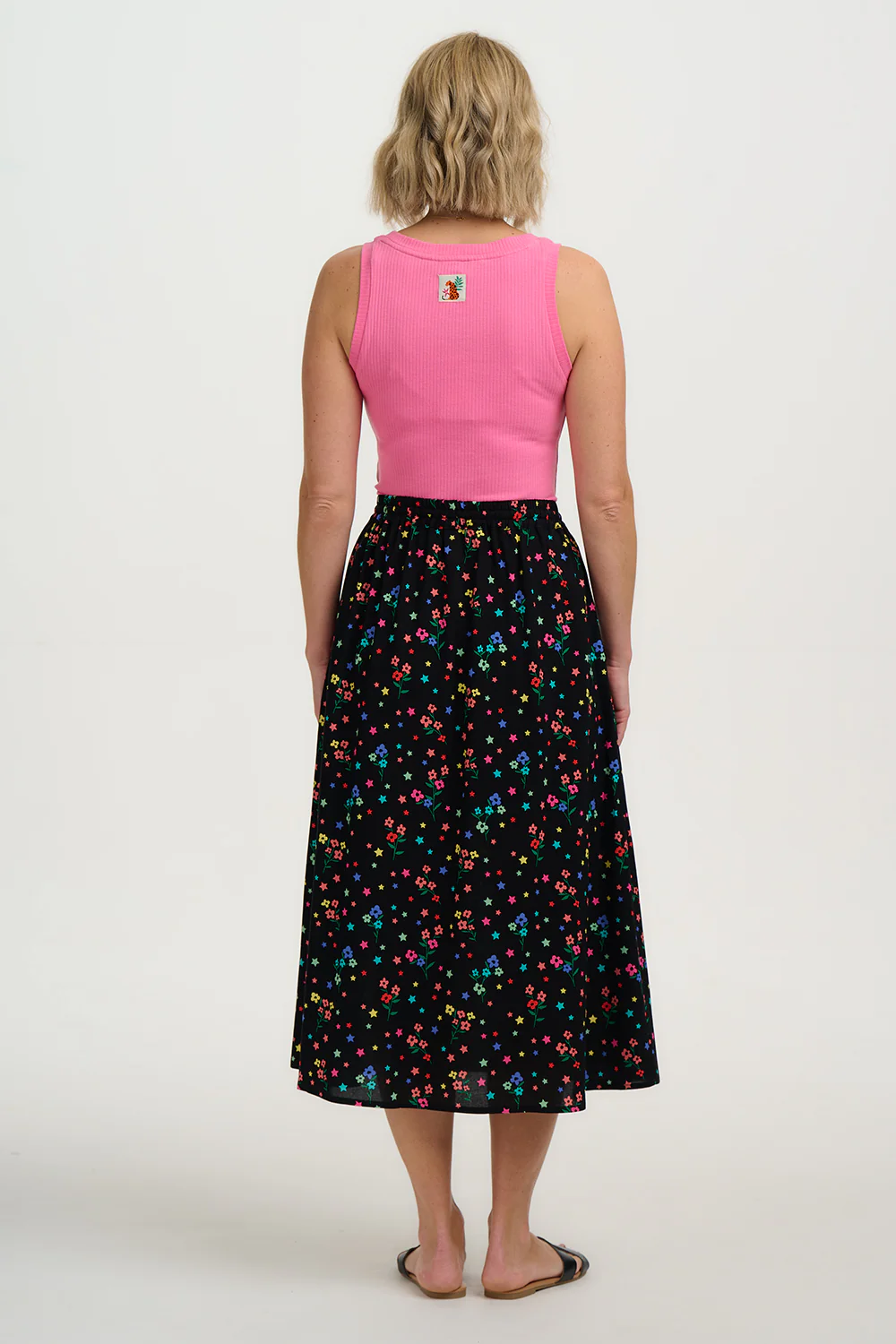 Melody Midi Skirt - Black, Rainbow Sprigs - Image 3