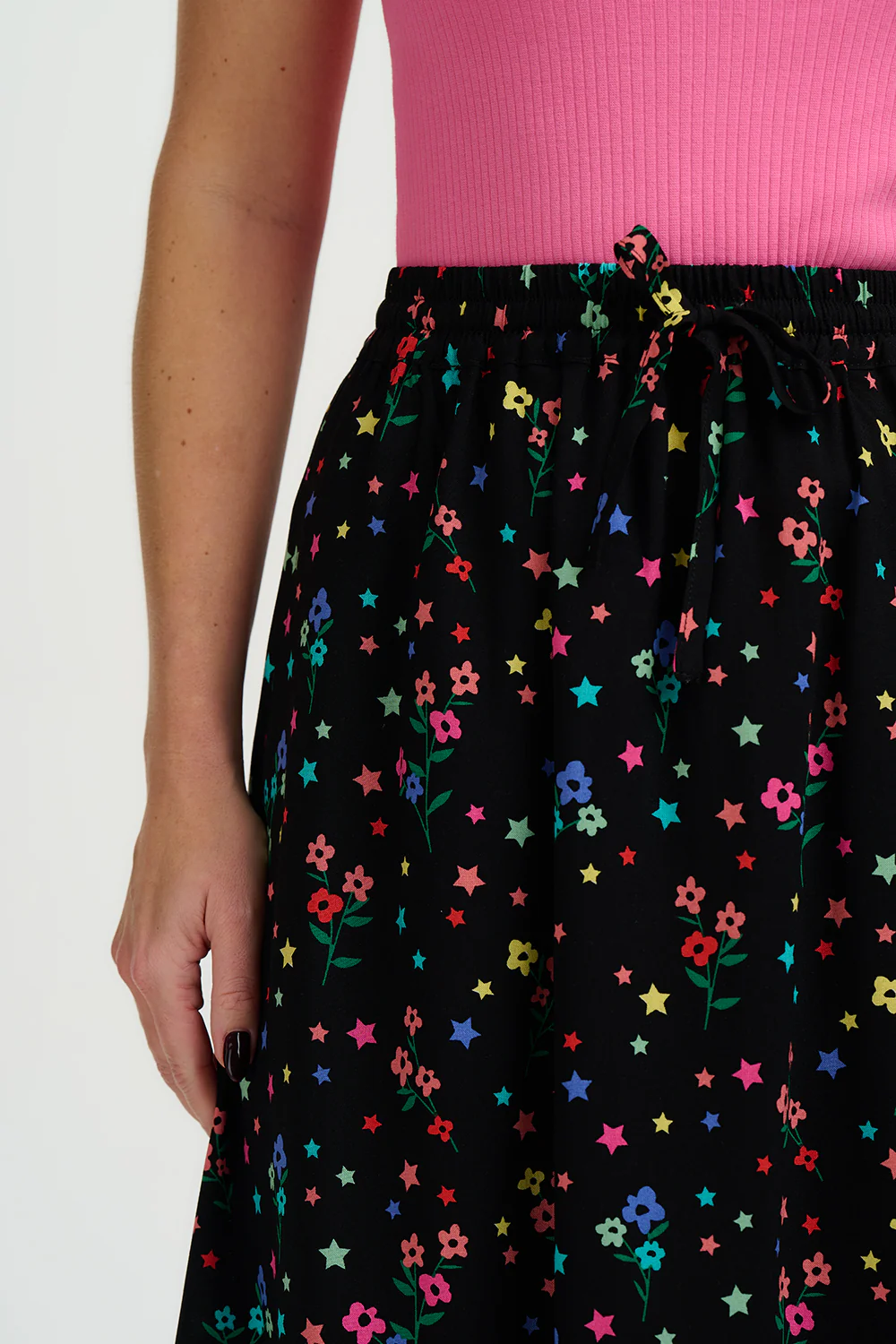 Melody Midi Skirt - Black, Rainbow Sprigs - Image 4