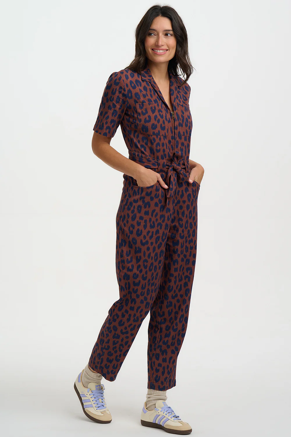 Meredith Boilersuit - Rust/Navy, Ikat Leopard - Image 4