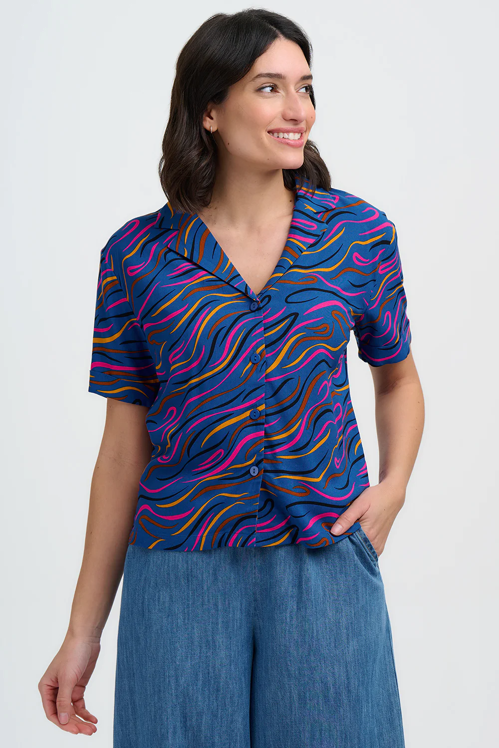 Odele Shirt - Bright Navy, Jazz Waves - Image 3