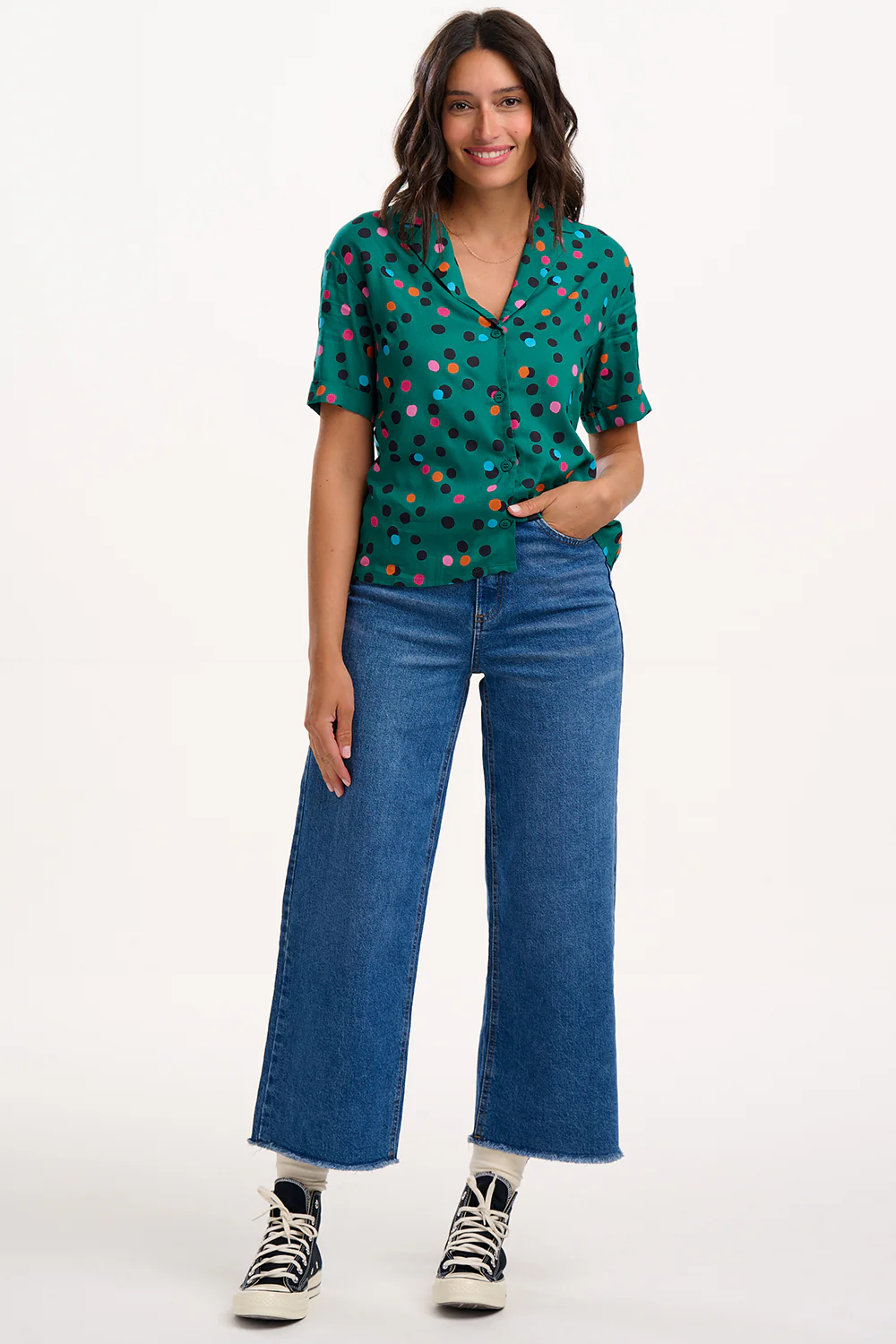 Odele Shirt - Green, Rainbow Dappled Spot - Image 3