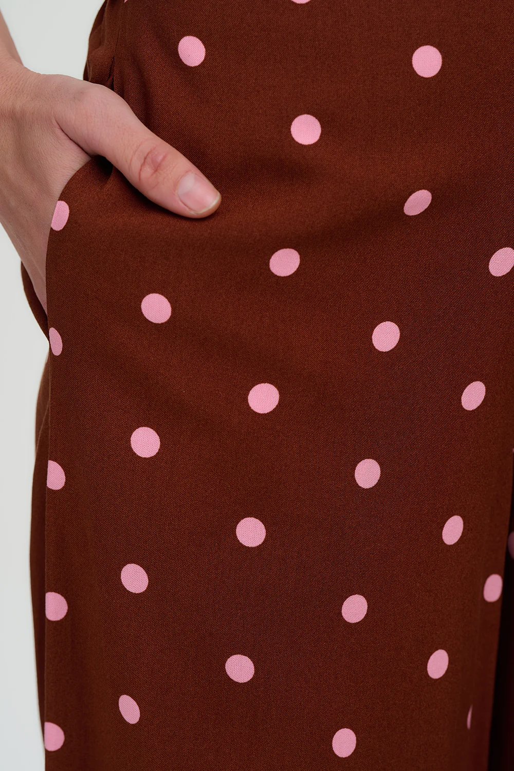 Patsy Palazzo Trousers - Brown, Pink Polka - Image 2