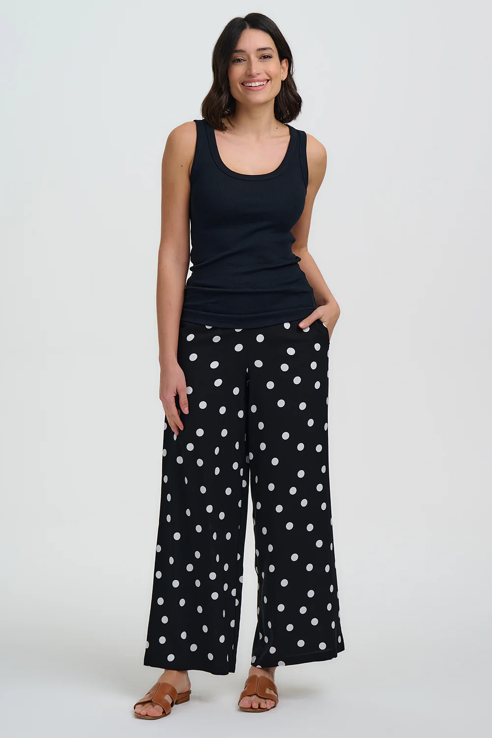 Patsy Palazzo Trousers - Monochrome, Polka Dot
