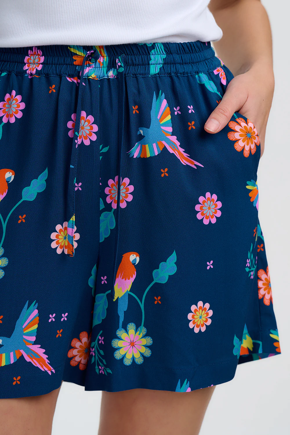 Patty Shorts - Teal, Parrot Floral - Image 2