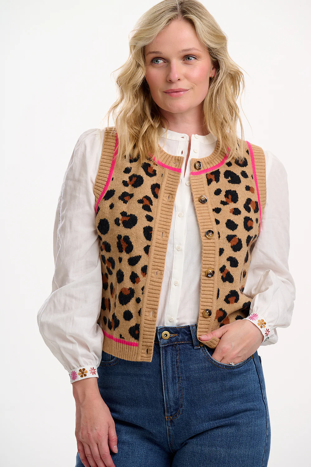Regina Blouse - Off-White, Floral Cuff - Image 3